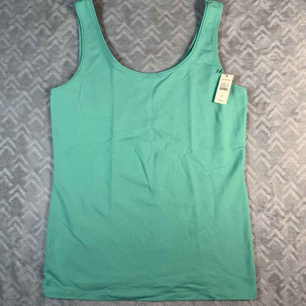 TALBOTS Womens S Top Shirt Blouse Sleeveless Teal ‎ Green NWT New Tank NICE LOOK